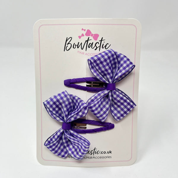 2.75 Inch Snap Clips - Purple Gingham - 2 Pack