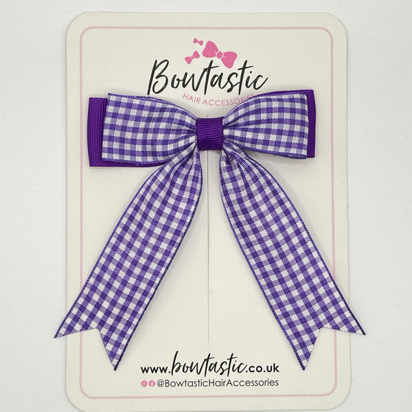 3.25 Inch Tail Bow - Purple Gingham