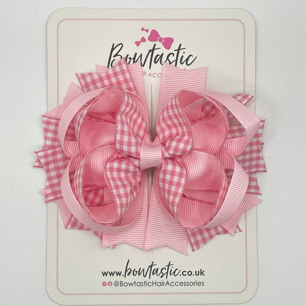 4.5 Inch Ring Bow - Pink Gingham