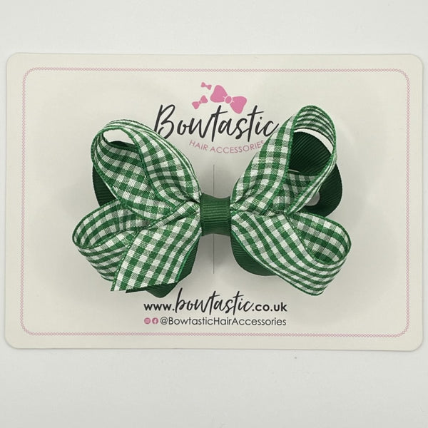 3.5 Inch 2 Layer Bow - Green Gingham