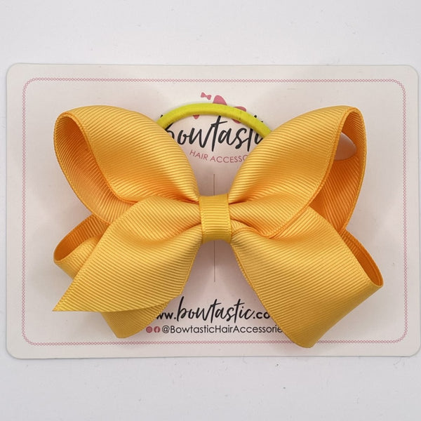 4 Inch Double Ribbon Bow Bobble - Yellow Gold