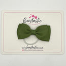 3 Inch Flat Double Bow Thin Elastic - Moss