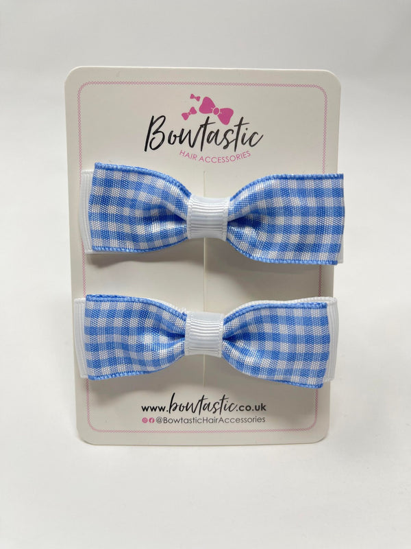 2.75 Inch Bows - Blue & White Gingham - 2 Pack