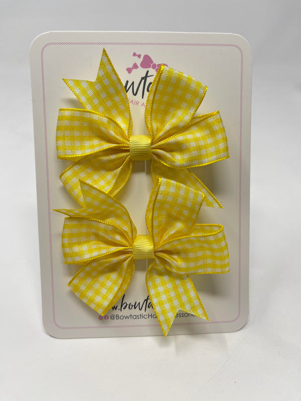 3 Inch Pinwheel Bow - Yellow Gingham - 2 Pack