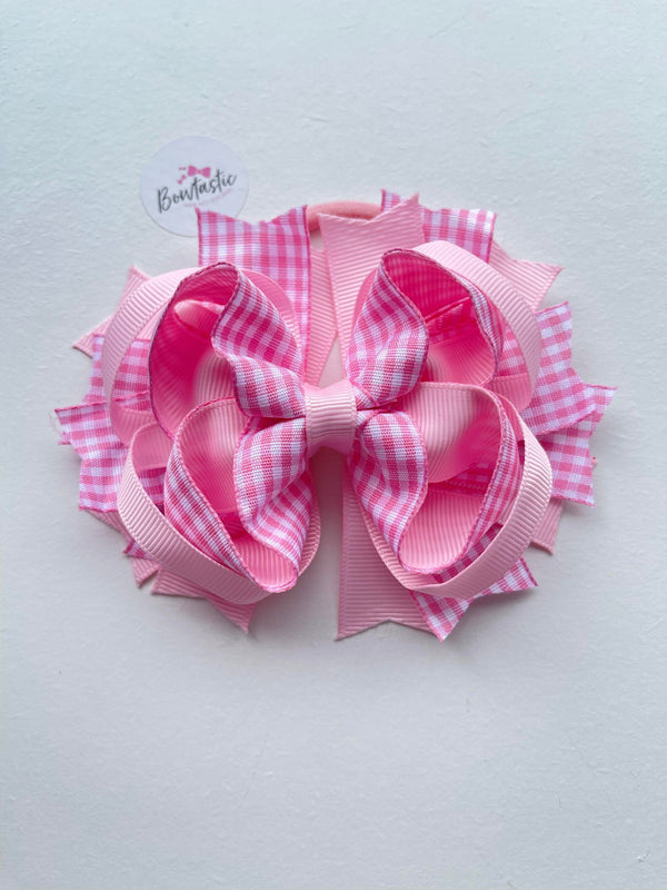 4.5 Inch Ring Bow Bobble - Pink Gingham