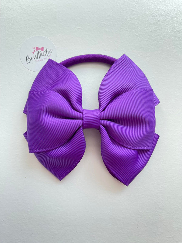 3.5 Inch Flat Bow Bobble - Style 2 - Purple