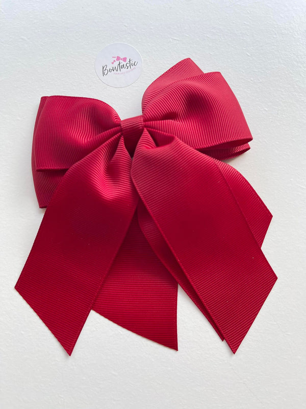 4.5 Inch 2 Layer Tail Bow - Scarlet Red