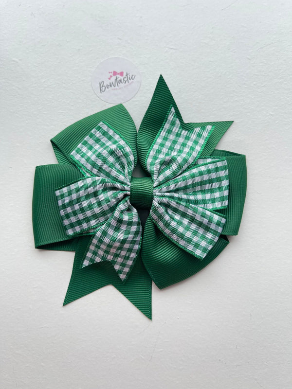 4 Inch Double Pinwheel Bobble - Green Gingham