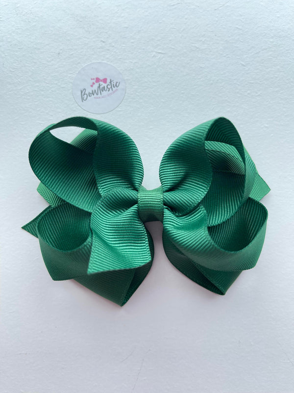 3.75 Inch Double Bow - Forest Green