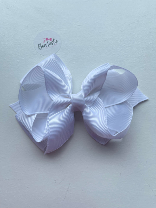 3.75 Inch Double Bow - White