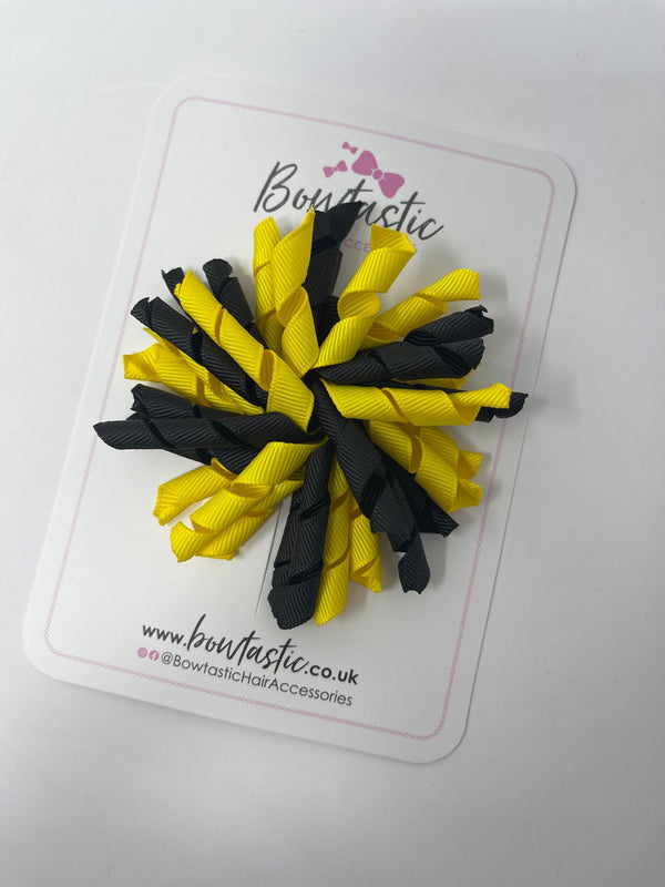 3.5 Inch Corker Bow - Black & Daffodil