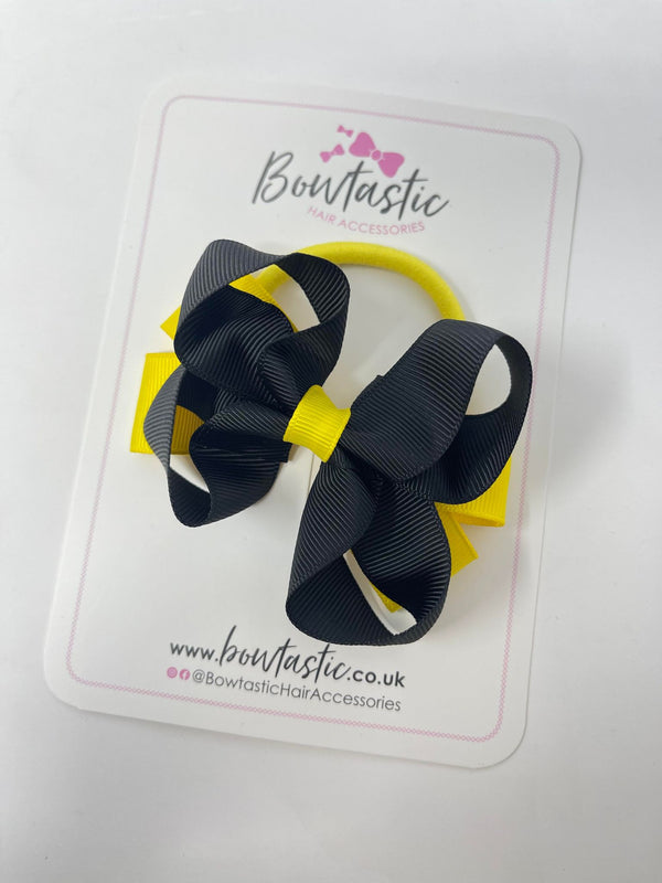 3.5 Inch Bow Bobble - Black & Daffodil