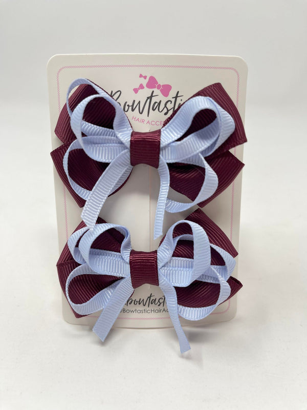 2.5 Inch Bows - Burgundy & Bluebell - 2 Pack