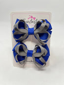 2.5 Inch Bows - Cobalt & Metal Grey - 2 Pack