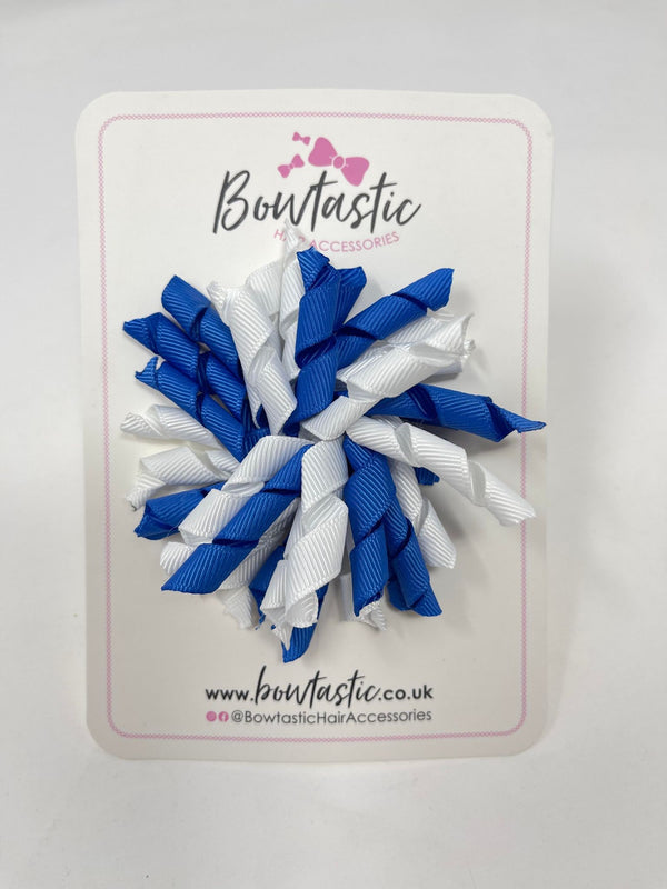 3.5 Inch Corker Bow - Royal Blue & White
