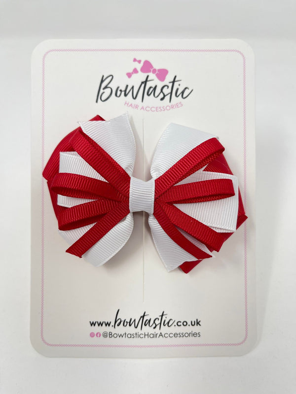 3.5 Inch Loop Bow - Red & White