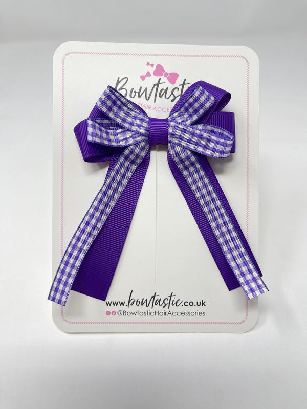 3 Inch Loop Tail Bow - Purple Gingham