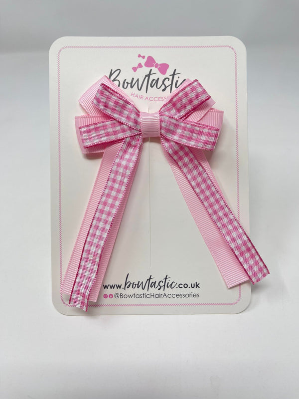 3 Inch Loop Tail Bow - Pink Gingham