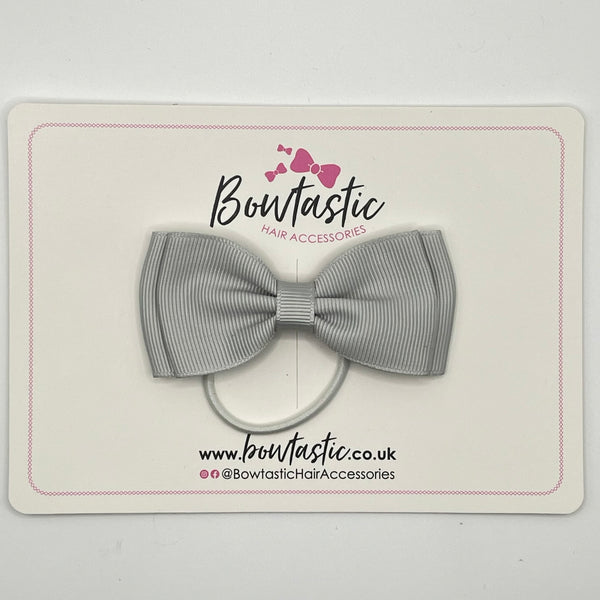 3 Inch Flat Double Bow Thin Elastic - Shell Grey