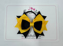 3.5 Inch Stacked Bow Bobble - Black & Yellow Gold