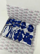 School Bundle - 5 Matching Pairs - Clips & Bobbles - Cobalt & White