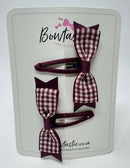 2.5 Inch Layer Tuxedo Snap Clip - Burgundy Gingham - 2 Pack