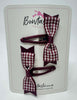 2.5 Inch Layer Tuxedo Snap Clip - Burgundy Gingham - 2 Pack