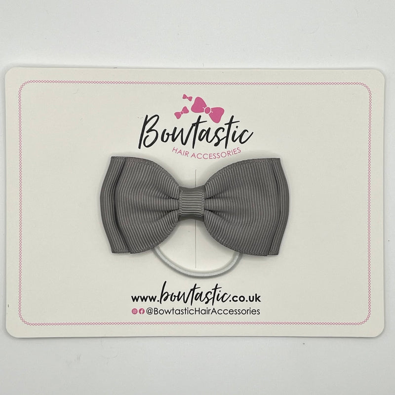 3 Inch Flat Double Bow Thin Elastic - Silver