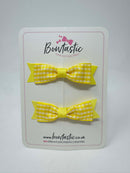 2.5 Inch Layer Tuxedo Bow - Yellow Gingham - 2 Pack