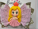 3.5 Inch Glitter Bow - Pink & Gold Princess ** Seconds **