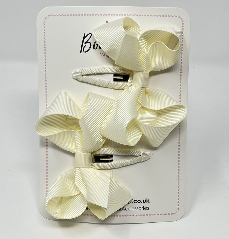 3 Inch Bow Snap Clip - Antique White - 2 Pack