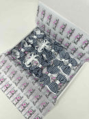 School Bundle - 3 Inch Bows Thin Elastic - Navy & White Gingham - 10 Pack