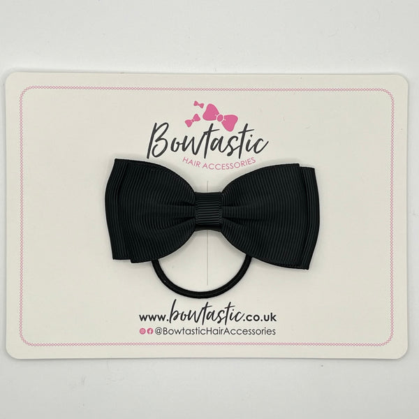 3 Inch Flat Double Bow Thin Elastic - Black