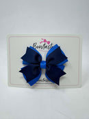3.5 Inch 2 Layer Bow - Navy & Royal Blue