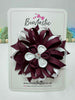 4 Inch Flower Bow - Burgundy & White