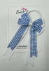 4 Inch Double Tail Bow Bobble - Blue & White Gingham