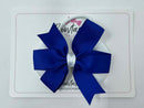 3.5 Inch Flat Double Bow Bobble - Cobalt & White