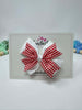 3.5 inch Flat Double Bow Thin Elastic - Red & White Gingham
