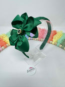 4 inch Flower Alice Band - Forest Green