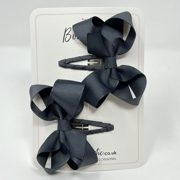 3 Inch Bow Snap Clip - Charcoal - 2 Pack