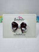 3 Inch Flat Double Bow Style - Burgundy & White