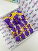 School Bundle - 3 Inch Bows - Clips & Bobbles - Purple & Yellow Gold