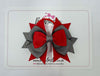 3 Inch Stacked Bow - Thin Elastic - Red & Metal Grey