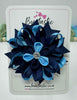 4 Inch Flower Bow - Navy & Blue Mist