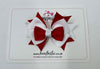 3 Inch Stacked Bow - Thin Elastic - Red & White