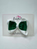 3.5 Inch 2 Layer Tuxedo Bow Thin Elastic - Forest Green & White