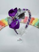 4 inch Flower Alice Band - Purple & Silver