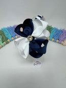 4 inch Flower Alice Band - Navy & White