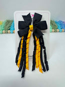 3 Inch Pinwheel Corker Bow - Black & Yellow Gold