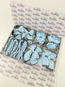 School Bundle - 5 Matching Pairs - Clips & Bobbles - Topaz & Metal Grey